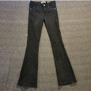 PTCL Jeans Womens size 25 black flared Rhinestonea mid rise ethikal brand